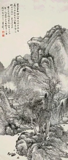 顾沄 空山古木图立轴水墨纸本