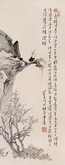 溥儒 树深云碧图 立轴 设色纸本