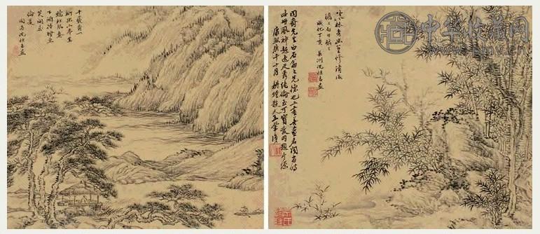 明 沈恒吉 山水 册页(8开选2)