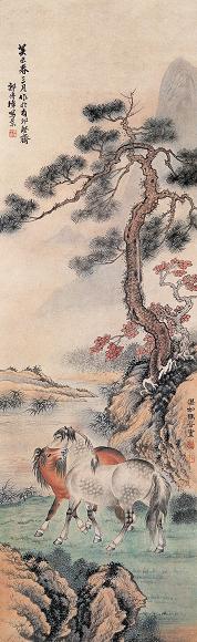 马晋 郭传璋 癸未(1943年)作 松溪天闲 镜心 设色纸本