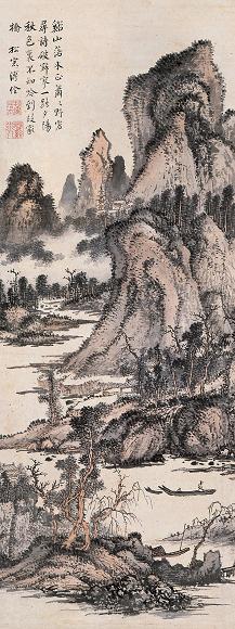 溥佺 溪山秋色 立轴 设色纸本