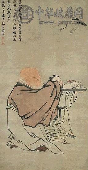 明 唐寅 献寿图 轴