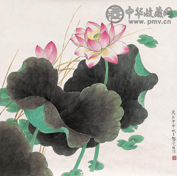 龚文桢 甲申(2004年)作 荷花 镜心 设色纸本