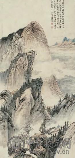 贺天健 1941年作 山水 立轴 设色纸本