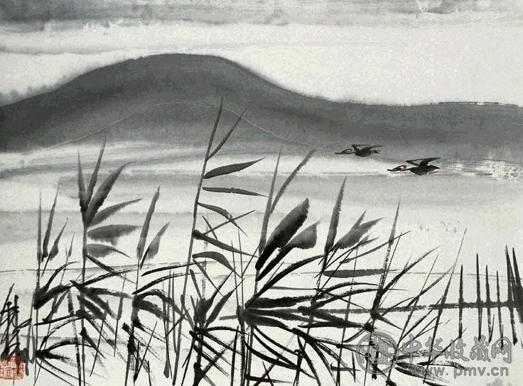 林风眠 芦塘归雁 轴 设色纸本