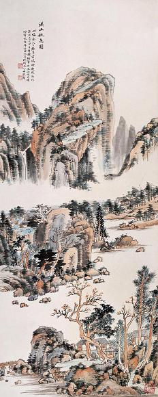 冯超然 溪山秋色 立轴 设色纸本