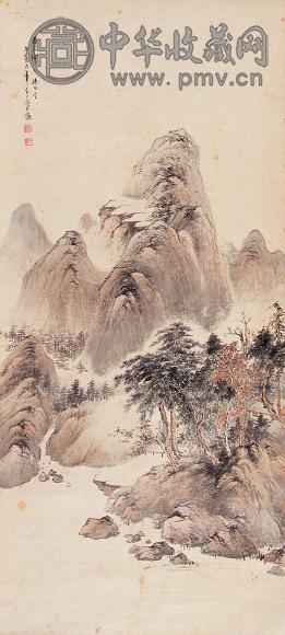 颜伯龙 1929年作 山水 立轴 设色纸本