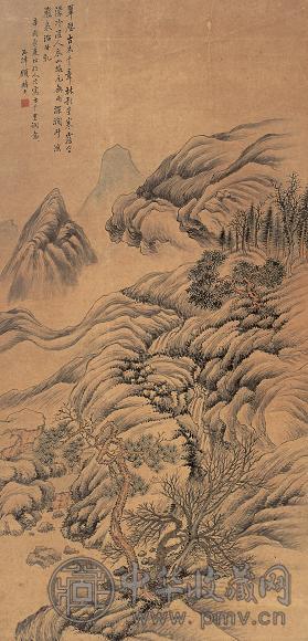 顾麟士 层峦叠翠 立轴 设色纸本