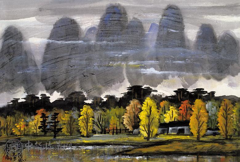 林风眠 层林尽染 镜心 设色纸本