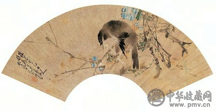 沙馥 八歌鸣枝图 立轴 设色金笺