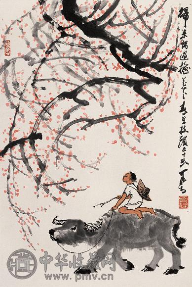 李可染 春到枝头 立轴 设色纸本