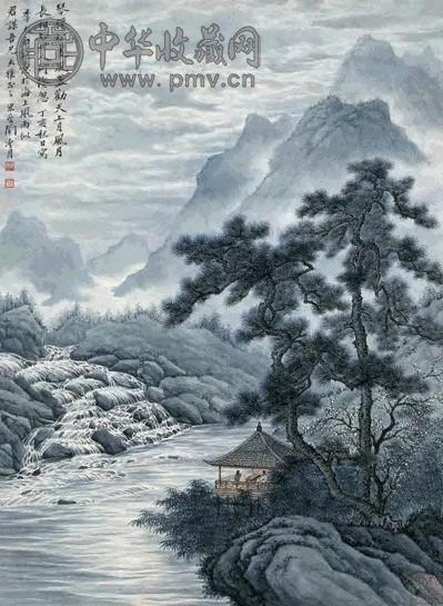 陶冷月 1947年 明月松风图 镜片 纸本设色