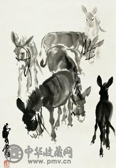 黄胄 六驴图 轴