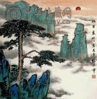 陈大章 旭日东升 立轴 设色纸本