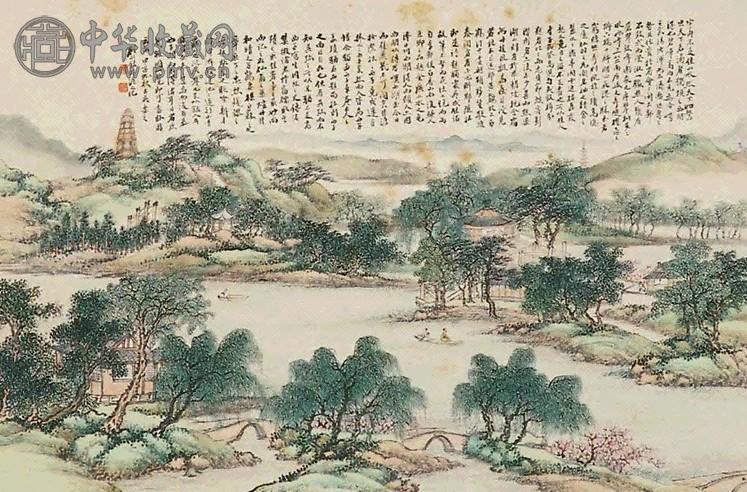 顾颐 柳绿花红 立轴 纸本