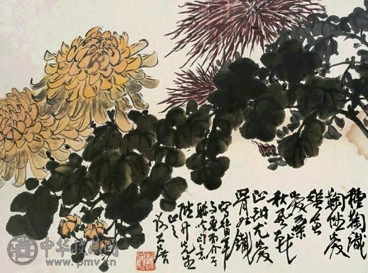 谢公展 秋菊图 镜心 设色纸本