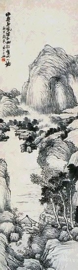 于非闇 仿石涛山水 立轴 水墨纸本