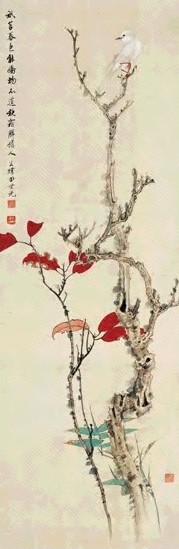 近现代 田世光 红叶小鸟 镜心