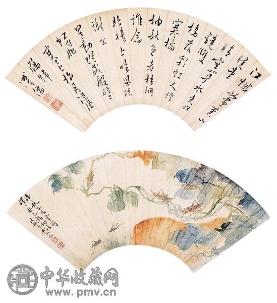 溥儒、吴琴木 书画双挖 设色纸本