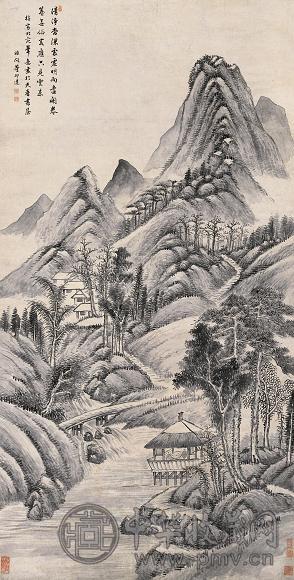 董邦达 虚明向远 立轴 水墨纸本