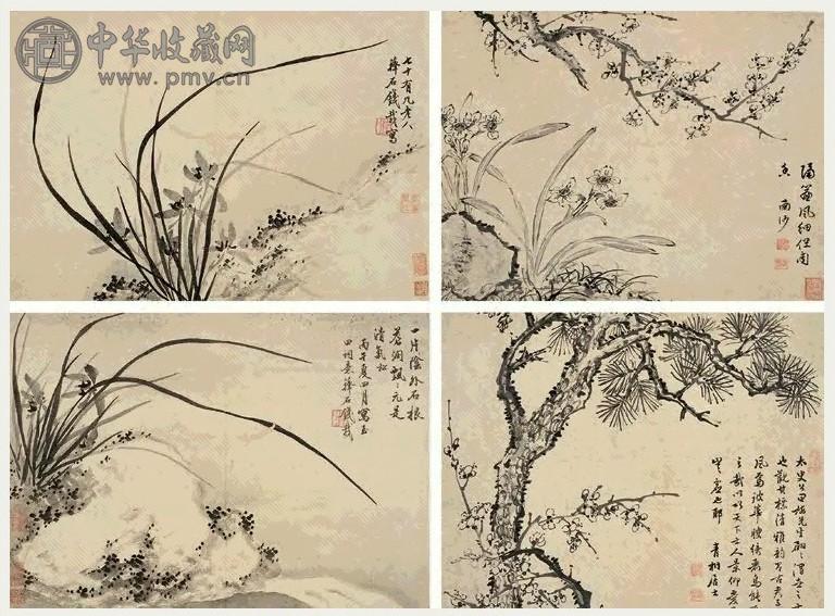 清 蒋廷锡 水墨花卉 册页(8开)
