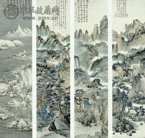 陈半丁 四季山水 四屏