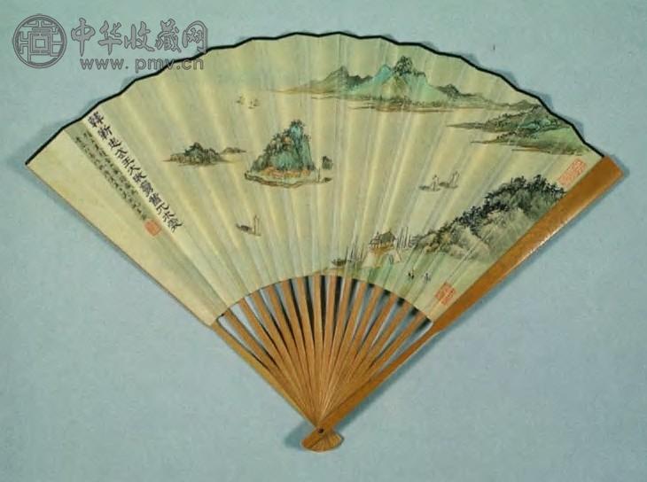 现代 吴湖帆 金山图 成扇