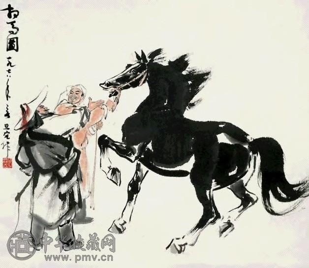 近现代 刘旦宅 相马图 轴