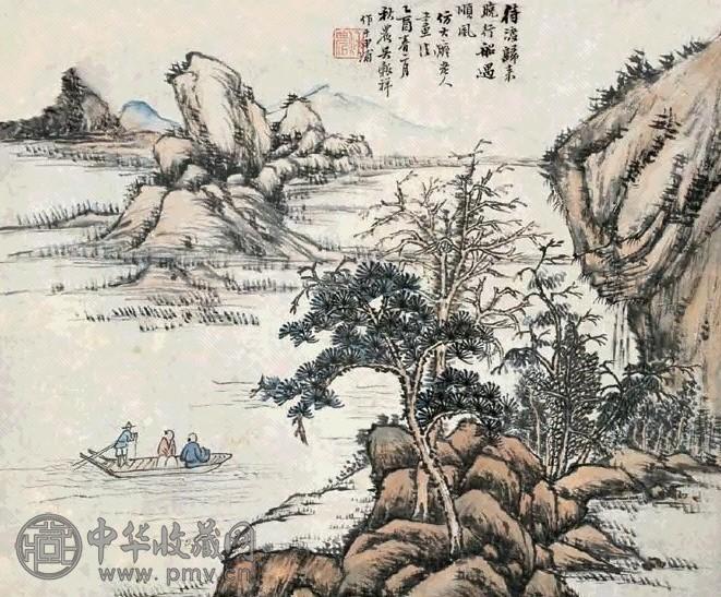 吴榖祥 待渡归来 立轴 设色
