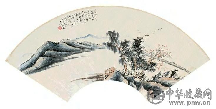 吴琴木 1945年作 山水 扇面 设色纸本