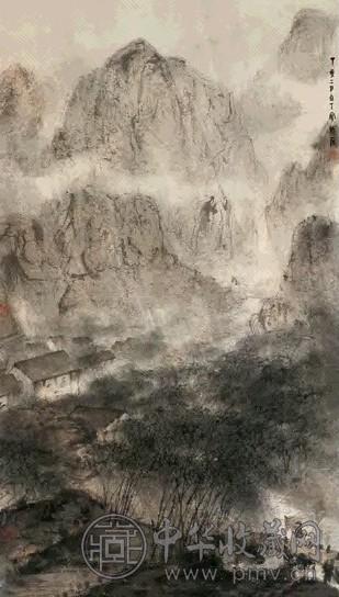 傅抱石 1947年作 万竿烟雨图 立轴 水墨纸本