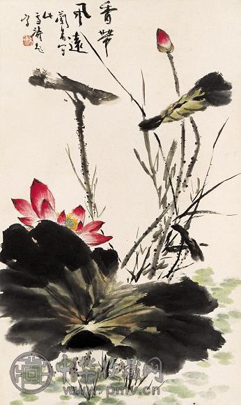 王雪涛 王兰若 花卉 立轴 纸本