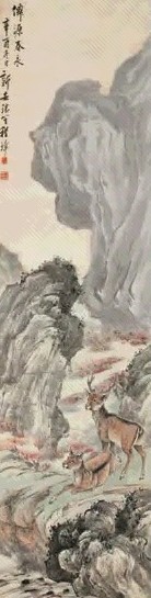 程璋 仙源春水图立轴设色纸本