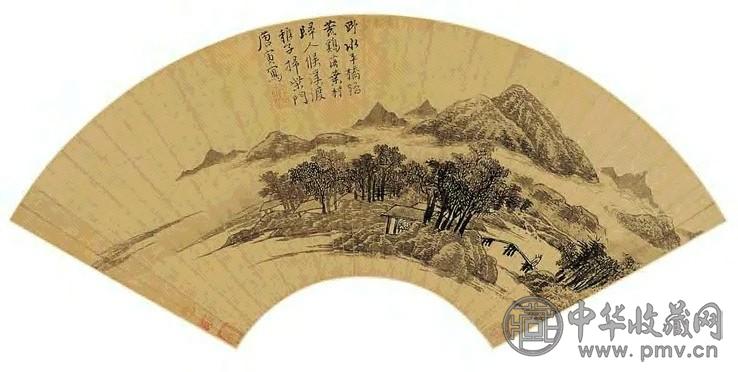 唐寅 访友图 扇面