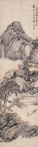 胡公寿 山水 立轴 设色纸本