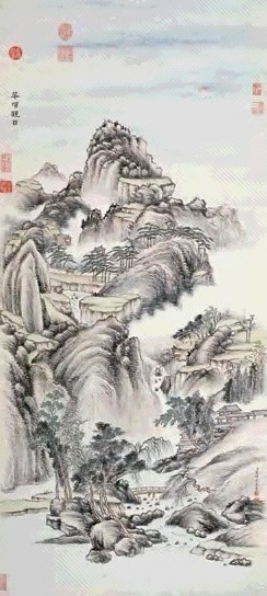 董邦达 华顶观日 立轴 设色纸本