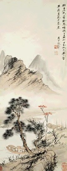 张大千 秋江闲棹 轴