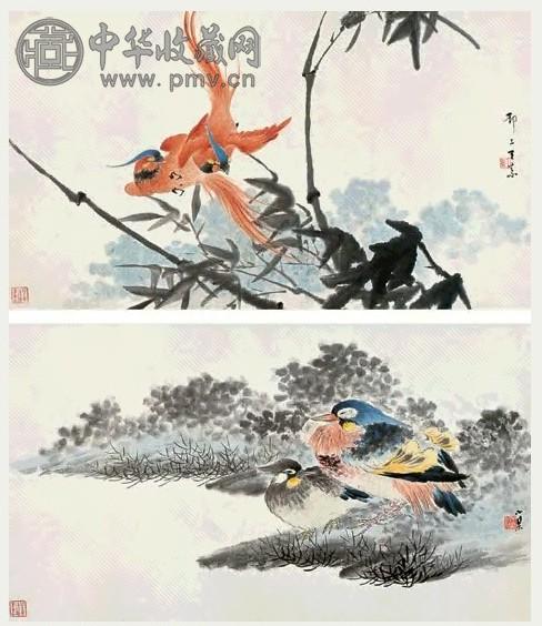 王素 花鸟 镜心 四开 设色纸本