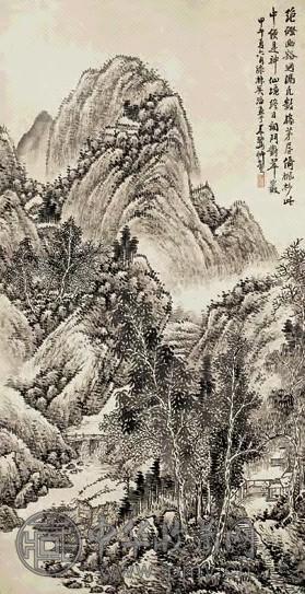 吴涛 水墨山水 立轴 设色纸本