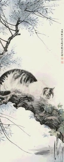 刘奎龄 猫 立轴 设色纸本