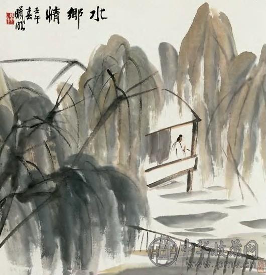 林曦明 2002年作 水乡情 立轴 设色纸本