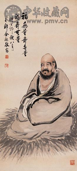 金梦石 丁卯(1927年)作 福寿无量 屏条 设色纸本