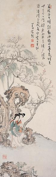 溥儒 玉兰双美图 立轴 设色纸本