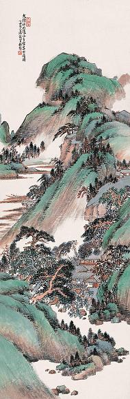 萧俊贤 富春大岭图 立轴 设色纸本