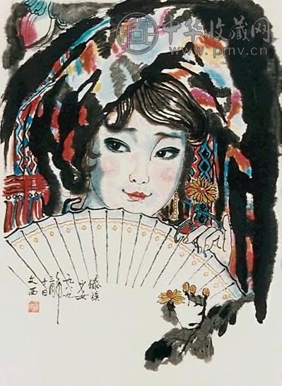刘文西 少女 镜心(带框) 设色纸本