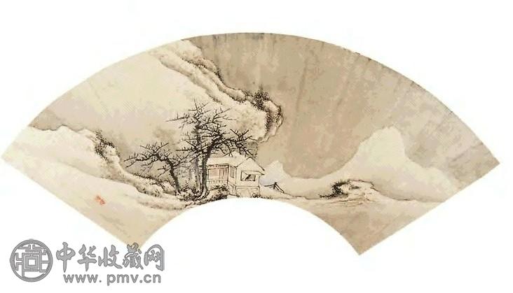 凤梧 雪景 扇面 纸本